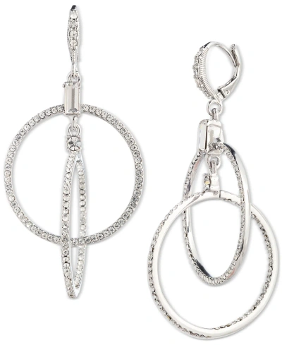 Givenchy Pave Crystal Orbital Hoop Mismatch Drop Earrings In White