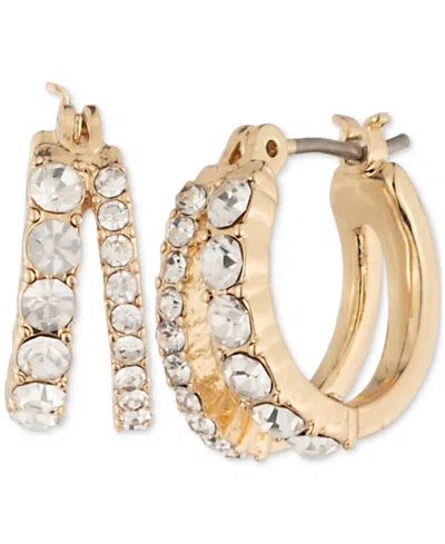 Givenchy Pave Crystal Split Hoop Earrings In Gold