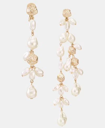 Givenchy Pave Nugget & Imitation Pearl Mismatch Linear Drop Earrings In Gold