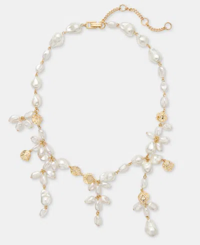 Givenchy Pave Nugget & Imitation Pearl Statement Necklace, 16" + 3" Extender In White