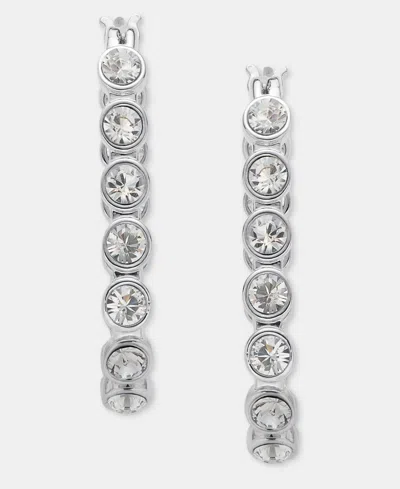 Givenchy Pave Oval Hoop Earrings In White