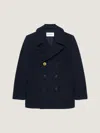 Givenchy Peacoat In Wool In Blue