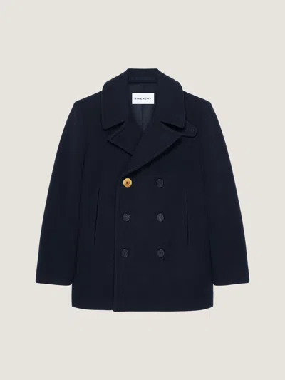 Givenchy Peacoat In Wool In Blue