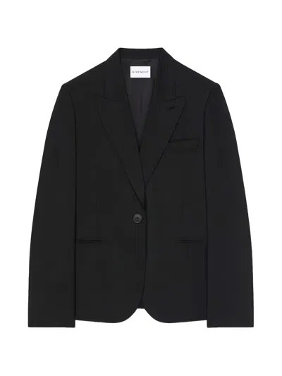 Givenchy Single-breasted Jacket In Wool And Mohair In Black