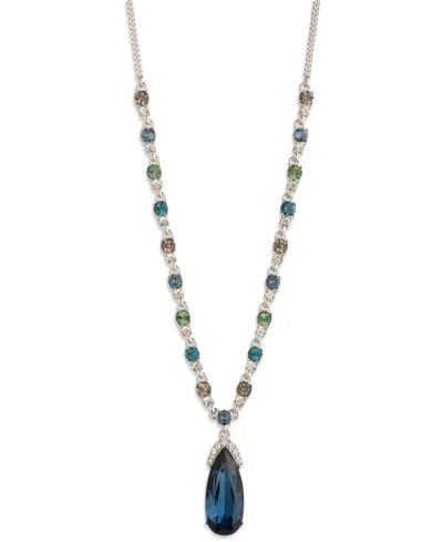 Givenchy Pear Glass Stone Pendant Extender Necklace In Green