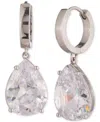 Givenchy Pear-shape Cubic Zirconia Charm Hoop Earrings In Silver