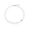 GIVENCHY PEARL CRYSTAL DEGRADE SHORT WHITE SILVERY BRASS NECKLACE