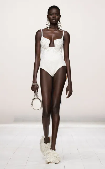 Givenchy Pearl-embellished Knit Bodysuit In White