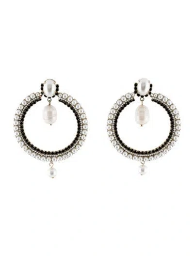 Pre-owned Givenchy Pearl, Faux Pearl & Crystal Earclip Drop Earrings In Multi