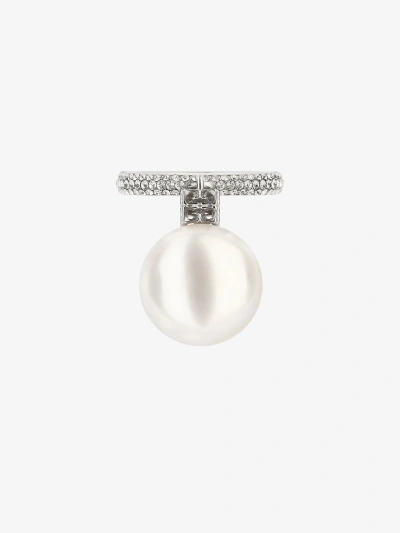 Givenchy Pearl Ring In Metal With Crystals In White/silvery