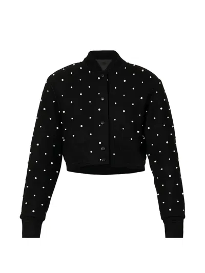 Givenchy Pearl-embellished Satin Bomber Jacket In Black