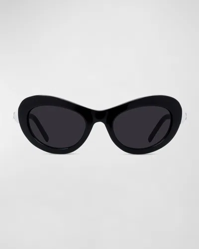 Givenchy Pearlescent Metal Butterfly Sunglasses In Shiny Black Smoke