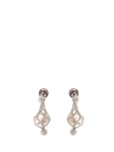 Givenchy Pearling Chain Detailed Earrings In Silver