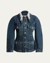 Givenchy Jacket In Denim With Crystals And Pearls In Medium Blue