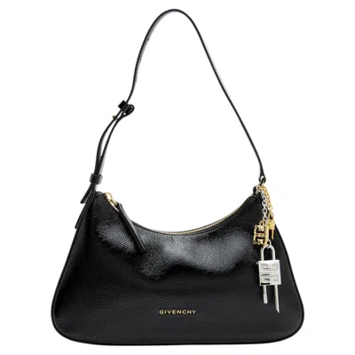 Pre-owned Givenchy Pebbled Patent Leather Lucky Lock Small Shoulder Bag In Black