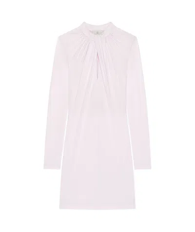 Givenchy Twisted-neck Long-sleeve Mini Dress In Baby Pink