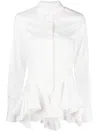 Givenchy Ruffled Peplum-hem Cotton Shirt In White