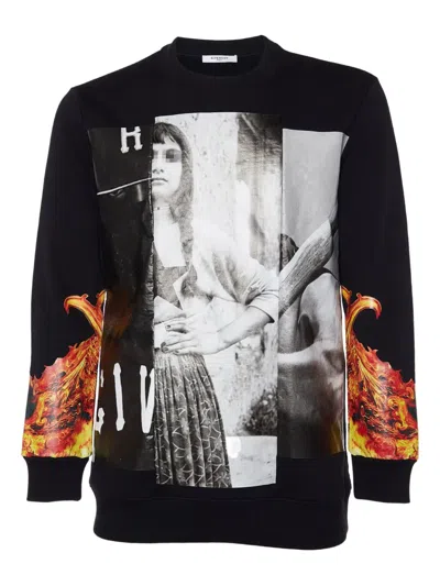 Pre-owned Givenchy Photo-print Flame Sweatshirt In Black