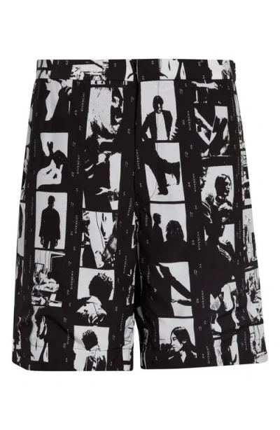 Givenchy Photographic Negative Print Formal Bermuda Shorts In Transparent