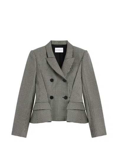 Givenchy Doppelreihige Pinch Jacke Mit Hahnentrittmuster In Weiss