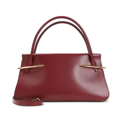 Givenchy Pinch Medium Red Calf Leather Shoulder Bag In Burgundy
