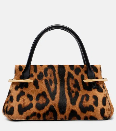 Givenchy Pinch Mini Embellished Leopard-print Calf-hair Shoulder Bag In Multi