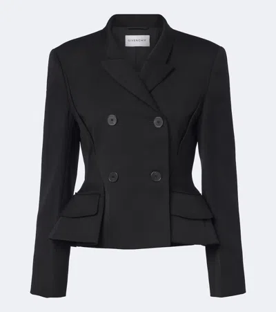 Givenchy Pinch Peplum Wool Gabardine Jacket In Black