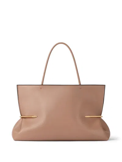 Givenchy Womens Blush Pink Gold Pinched Squeezed Horizontal Leather Tote Bag