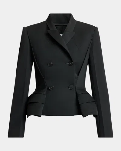 Givenchy Pinched Peplum Double-breasted Jacket In Black