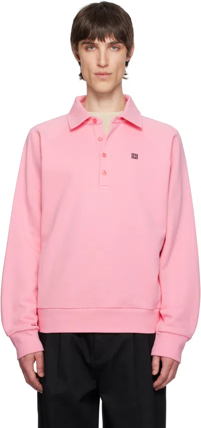 Givenchy Pink 4g Buttoned Raglan Long Sleeves Polo In 662-candy Pink