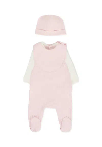 Givenchy Pink Babygrow Set For Baby Girl With Logo