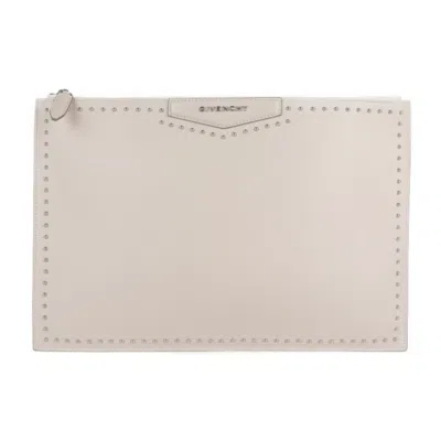 Pre-owned Givenchy Pink Beige Leather Clutch Bag Handbag Pouch ()