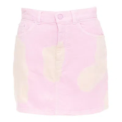 Pre-owned Givenchy Pink Cream Bleach Patchy Dye Cotton Denim Short Skirt Fr36 S In White