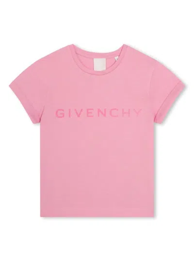 Givenchy Kids' Pink Crewneck T-shirt With Tonal 4g Print In Cotton Girl