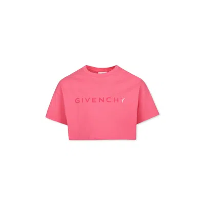 Givenchy Kids' Pink Crop Sweatshirt For Girl With Logo
