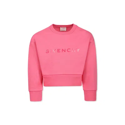 GIVENCHY PINK CROP SWEATSHIRT FOR GIRL WITH LOGO