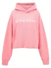 Givenchy Pink Cropped Logo Hoodie In Pink