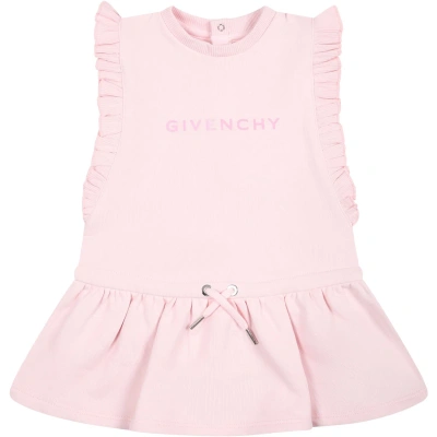 Givenchy Pink Dress For Baby Girl With Logo