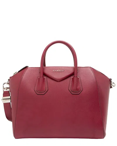 Givenchy Pink Goatskin Antigona Medium Satchel (authentic Pre-loved) In Burgundy