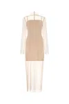 Givenchy Lace Overlay Dress With High Neck And Long Sleeves In Pink
