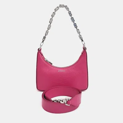 Pre-owned Givenchy Pink Leather Moon Cutout Mini Hobo Bag