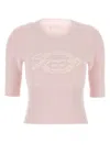 Givenchy Ribbed Crewneck Knitwear Half-length Sleeves In Pink