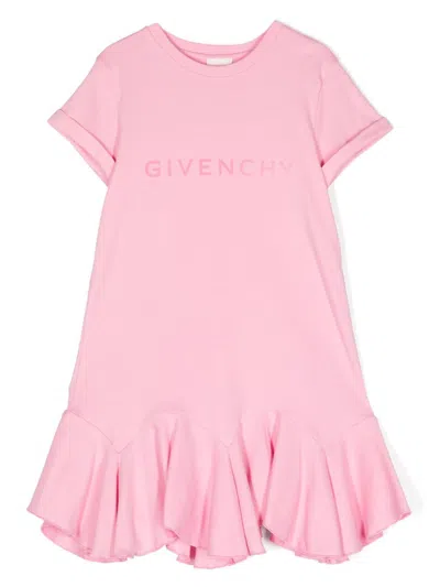 Givenchy Kids' Logo-print Cotton Dress In Pink