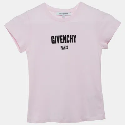 Pre-owned Givenchy Pink Logo Print Jersey T-shirt (8 Yrs)