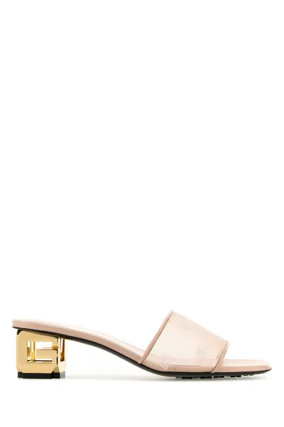 Givenchy Mesh G Cube Mules With Gold-tone Heel In Pink