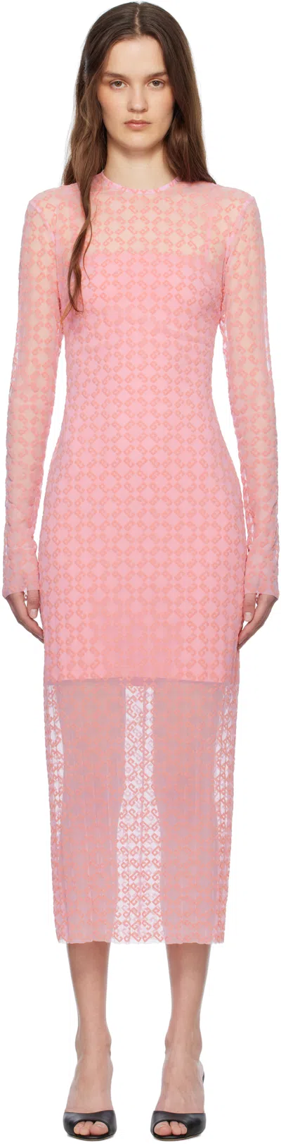 Givenchy Dress In Monogram 72 Tulle In Skin Rose