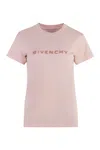 GIVENCHY BLACK RIBBED CREW-NECK COTTON T-SHIRT FOR WOMEN