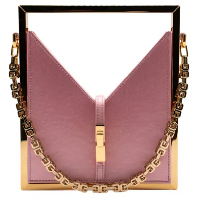 Pre-owned Givenchy Pink Satin Gold Frame Chain Micro Cut Out Bag