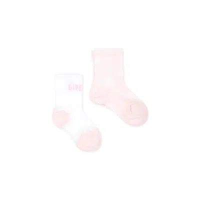 Givenchy Kids' Pink Socks Set For Baby Girl With Logo In White