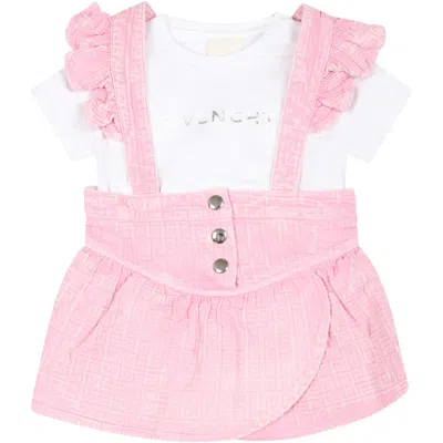 Givenchy Pink Suit For Baby Girl With Logo